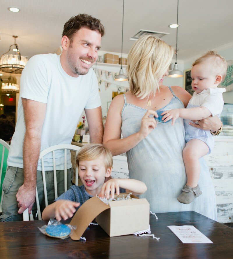 Oh Lovely Day gender reveal at Milk Jar Cookies | photos by Hazelnut Photography & Film by SparkStory